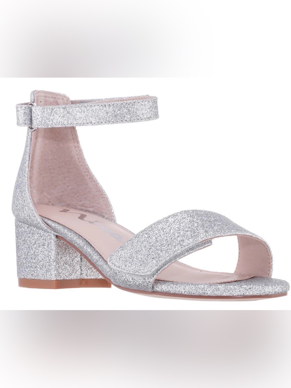 Nina Silver Glitter Ankle-Strap Dress Sandals stock (35)